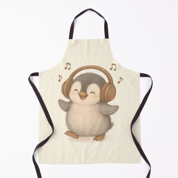 Item preview, Kawaii Penguin Vibes– Adorable Baby Penguin with Headphones designed and sold by PebsPebs.