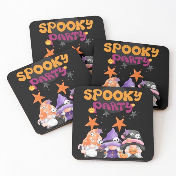 Item preview, three Halloween gnomes with a kitten invite you to a party designed and sold by DżodżoJoy.