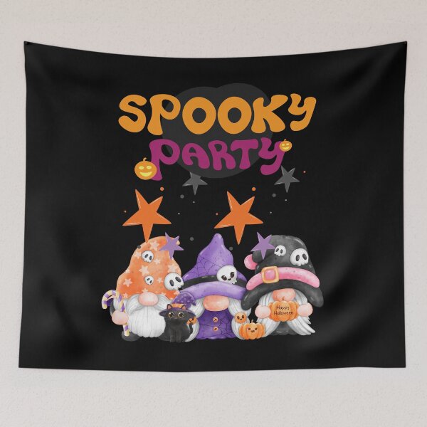 Item preview, three Halloween gnomes with a kitten invite you to a party designed and sold by DżodżoJoy.