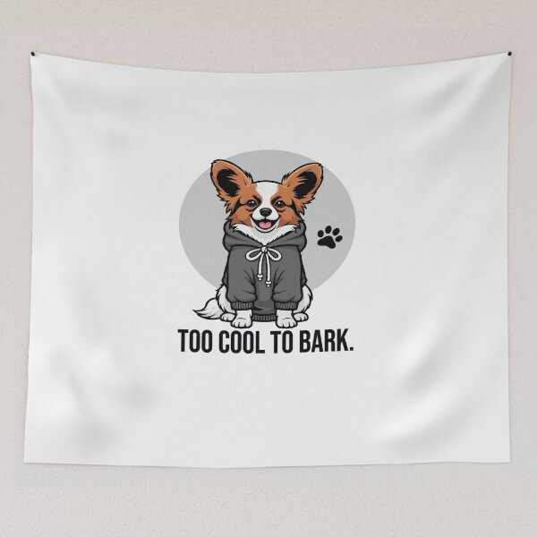 Item preview, Too Cool to Bark – Funny Papillon in Hoodie designed and sold by The Real Life Symphony.