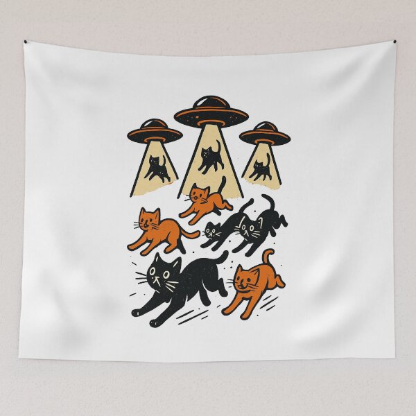 Item preview, Alien UFOs UFO cat cats beam away galactic Sci-Fi gift designed and sold by Pineapple-Tree.