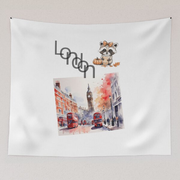 Item preview, My little London, red bus, Halloween in London, red phone box, rain, Big Ben designed and sold by Coolparrotgirl.