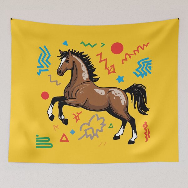 Item preview, Dynamic Memphis Style Galloping Horse Art designed and sold by NewAspect.
