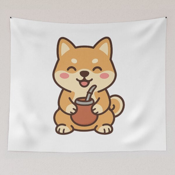 Item preview, Shiba Inu Drinking Yerba Mate – Cute Kawaii Illustration designed and sold by MK-WOOD.