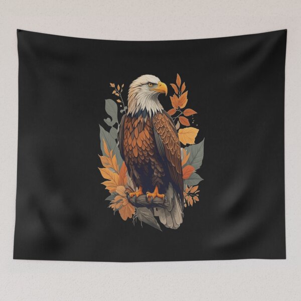 Item preview, Bald Eagle with Autumn Leaves Patriotic Nature Art designed and sold by BirdsnStuff.