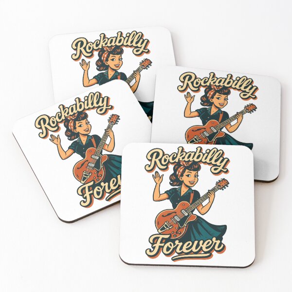 Item preview, Rockabilly Forever electric guitar woman 50s Rock'n'Roll good mood gift designed and sold by Pineapple-Tree.