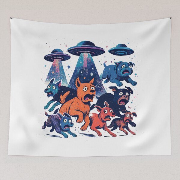 Item preview, Alien UFOs UFO Galactic Dogs Beaming Gift designed and sold by Pineapple-Tree.