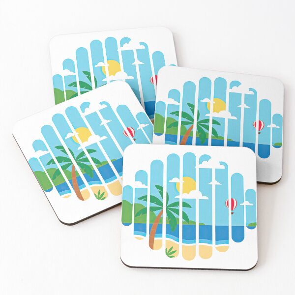 Item preview, Tropical Beach Scene in Modern Striped Frame designed and sold by ArtfulWeave.