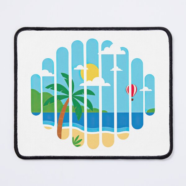 Item preview, Tropical Beach Scene in Modern Striped Frame designed and sold by ArtfulWeave.