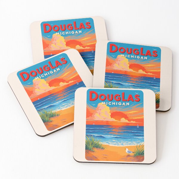 Item preview, Douglas Michigan Vintage Travel Poster designed and sold by TheOldMittenIllustrated.