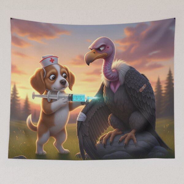 Item preview, Challenge vulture with little dog in battle  designed and sold by ashion2024.