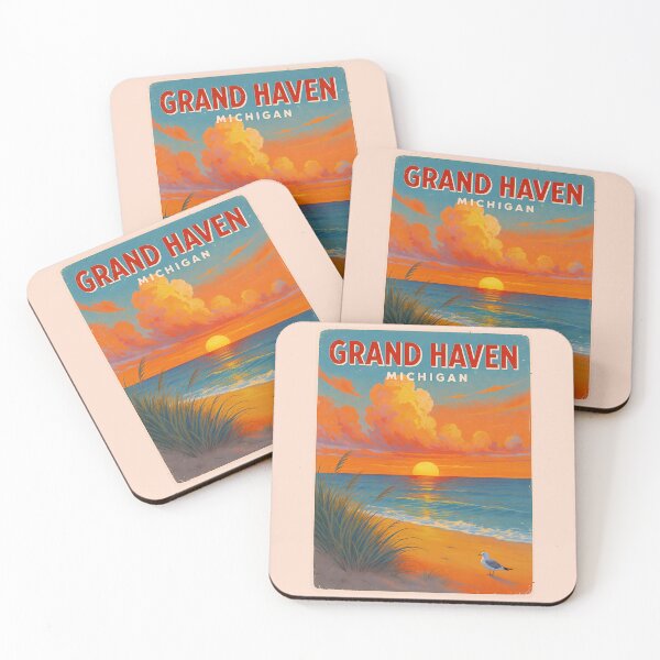 Item preview, Grand Haven Michigan Vintage Travel Poster designed and sold by TheOldMittenIllustrated.