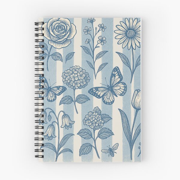 Item preview, Blue Botanical Bliss – Vintage Floral & Butterfly Illustration designed and sold by Piralez.