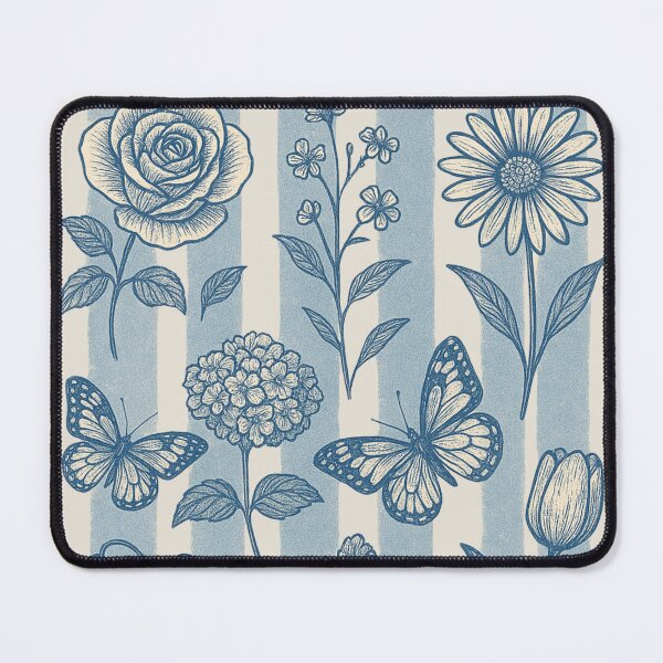 Item preview, Blue Botanical Bliss – Vintage Floral & Butterfly Illustration designed and sold by Piralez.