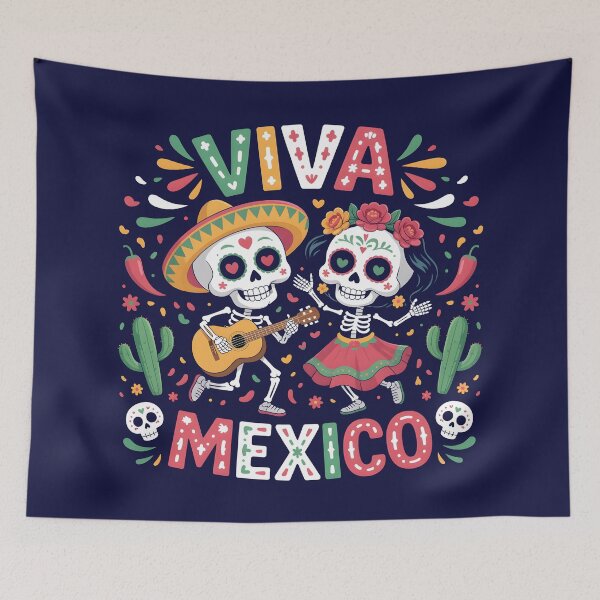 Item preview, Viva Mexico Dia de los Muertos Skeleton Art designed and sold by lalasine.story.