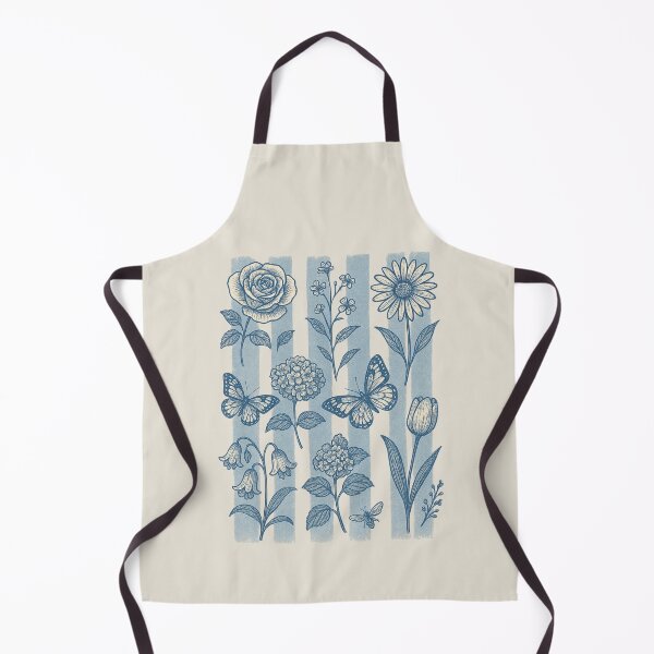 Item preview, Blue Botanical Bliss – Vintage Floral & Butterfly Illustration designed and sold by Piralez.
