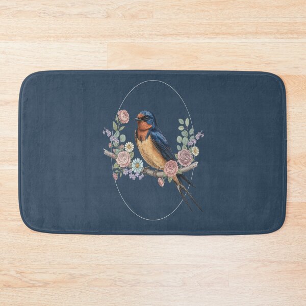 Item preview, Barn Swallow with Floral Wreath Vintage Artwork designed and sold by BirdsnStuff.