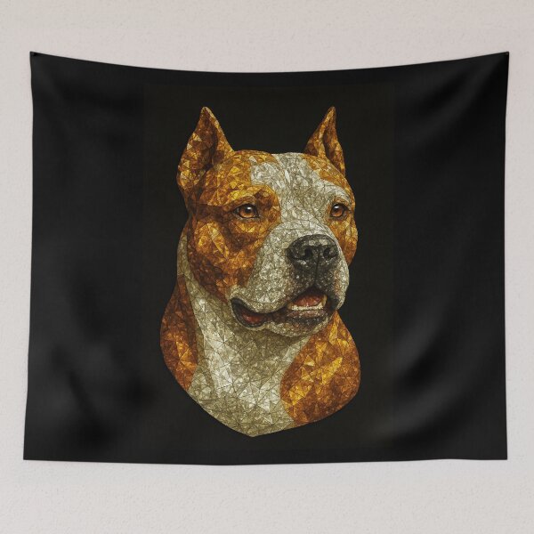 Item preview, Pitbull Portrait – Gemstone Mosaic Dog Art designed and sold by DigitalGemArt.