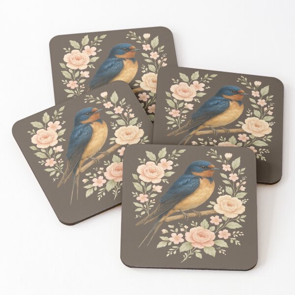 Item preview, Barn Swallow Bird with Vintage Floral Artwork designed and sold by BirdsnStuff.