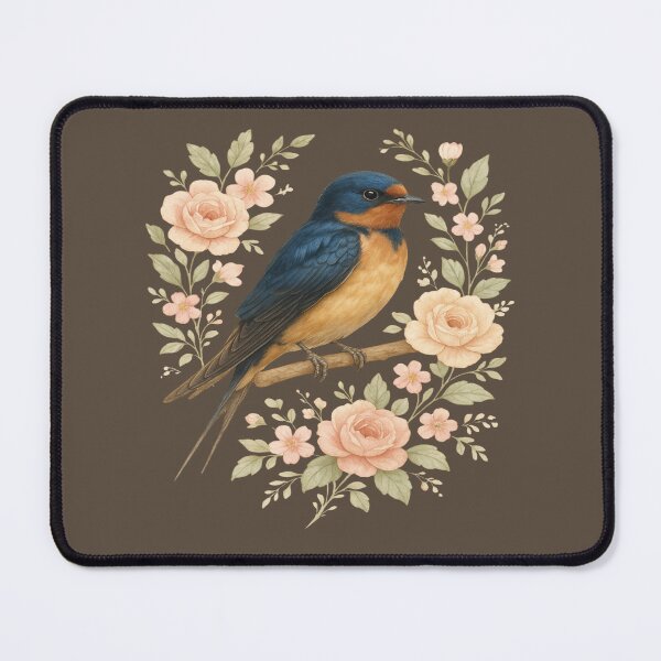 Item preview, Barn Swallow Bird with Vintage Floral Artwork designed and sold by BirdsnStuff.