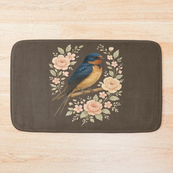 Item preview, Barn Swallow Bird with Vintage Floral Artwork designed and sold by BirdsnStuff.