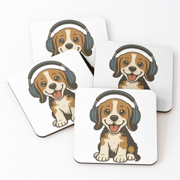 Item preview, Retro Style Beagle Puppy with Vintage Headphones  designed and sold by Inkspaced.