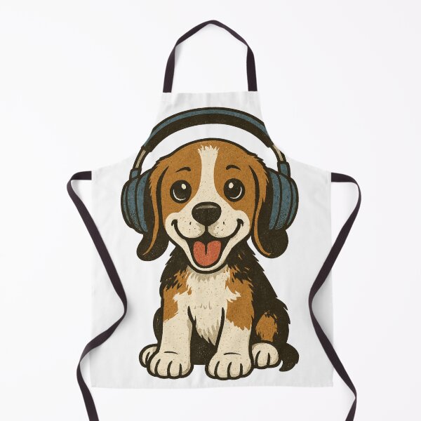 Item preview, Retro Style Beagle Puppy with Vintage Headphones designed and sold by Inkspaced.
