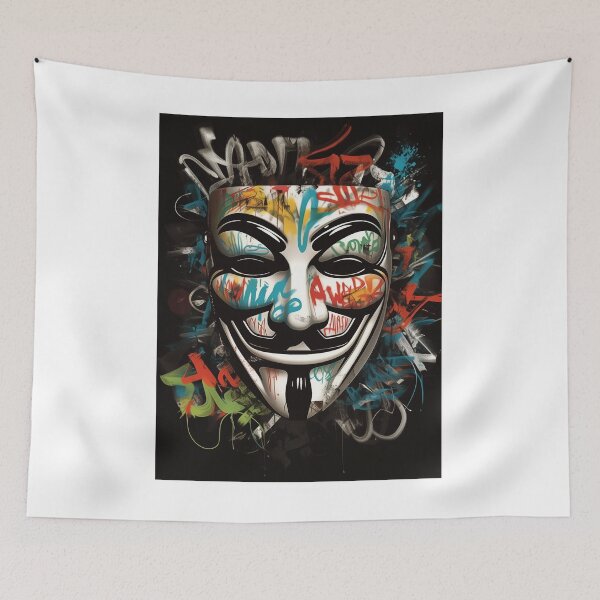 Item preview, Graffiti Guy Fawkes Mask – Urban Street Art Design designed and sold by EternalThreadz.