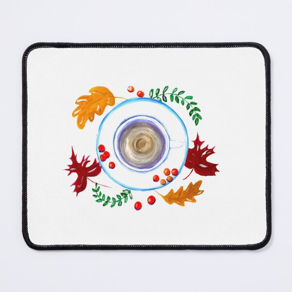 Item preview, Cozy Autumn Drink with Fall Foliage - Overhead View designed and sold by Kozhyna.