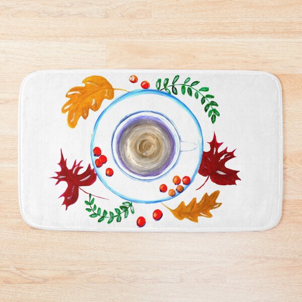 Item preview, Cozy Autumn Drink with Fall Foliage - Overhead View designed and sold by Kozhyna.