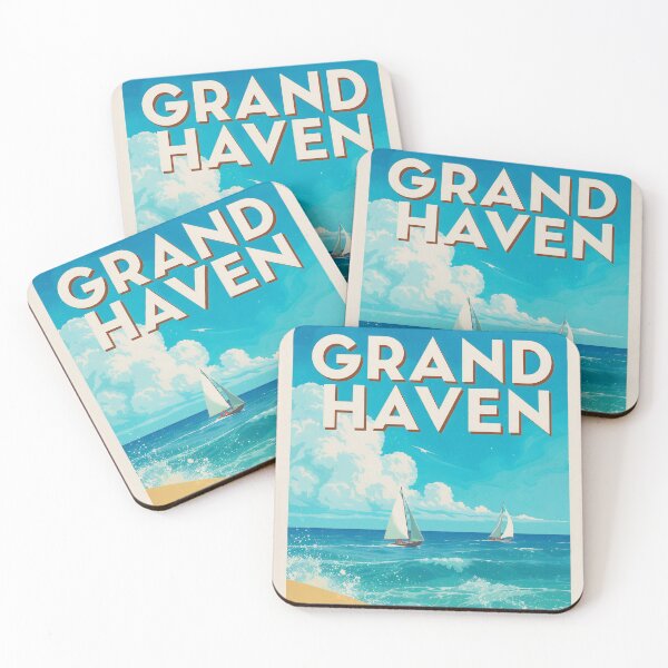 Item preview, Grand Haven Michigan Vintage Travel Poster Great Lake designed and sold by TheOldMittenIllustrated.