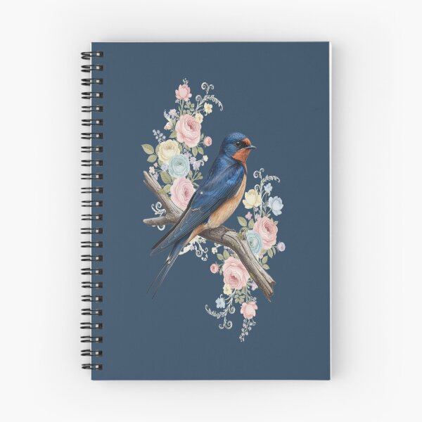 Item preview, Barn Swallow with Pastel Floral Botanical Artwork designed and sold by BirdsnStuff.