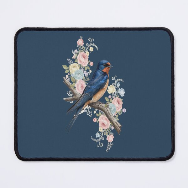 Item preview, Barn Swallow with Pastel Floral Botanical Artwork designed and sold by BirdsnStuff.