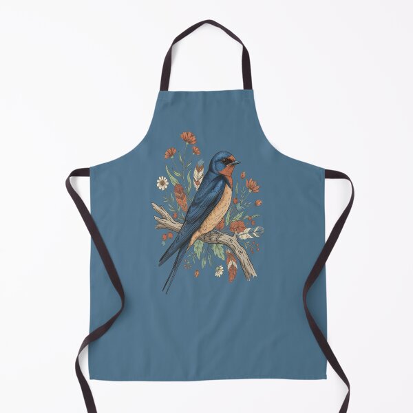 Item preview, Barn Swallow Bird with Wildflowers and Feathers designed and sold by BirdsnStuff.