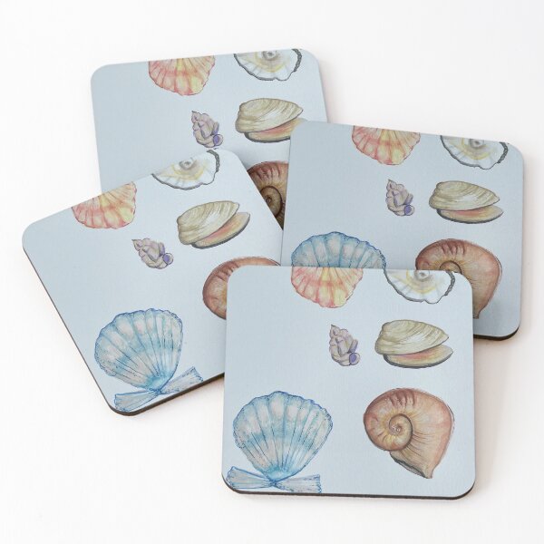 Item preview, coastal shell watercolor art designed and sold by graceeupongrace.