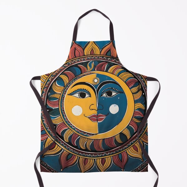 Item preview, Traditional Madhubani Folk Art Print with Sun and Moon Motif designed and sold by Haus Of K.