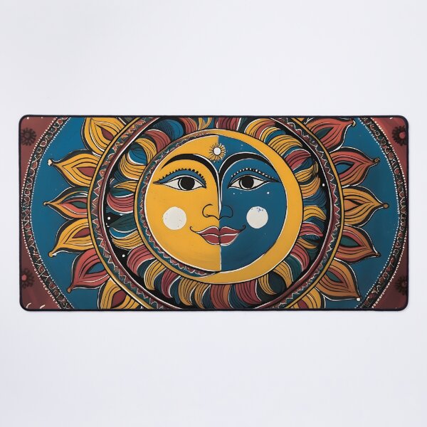 Item preview, Traditional Madhubani Folk Art Print with Sun and Moon Motif designed and sold by Haus Of K.