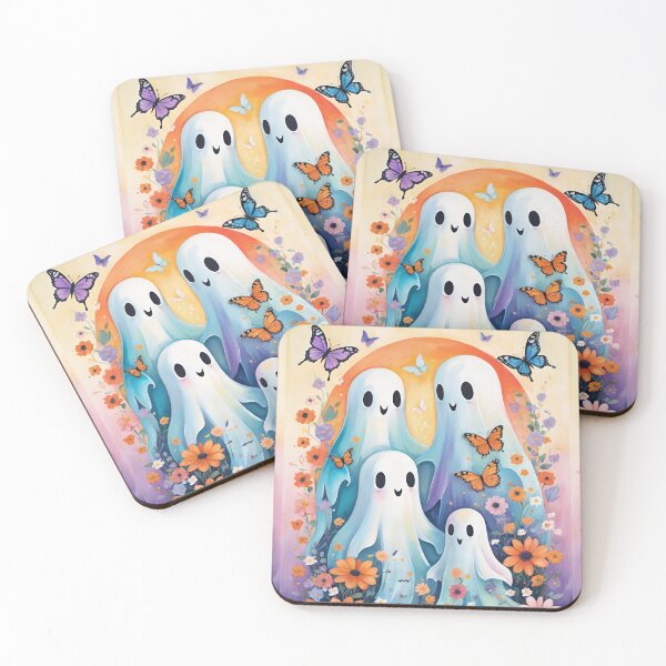 Item preview, Adorable Halloween Ghost Family At Sunset With Flowers And Butterflies designed and sold by CarrollGene.