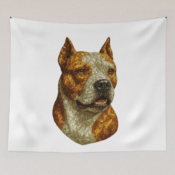 Item preview, Pitbull Portrait – Gemstone Mosaic Dog Art designed and sold by DigitalGemArt.
