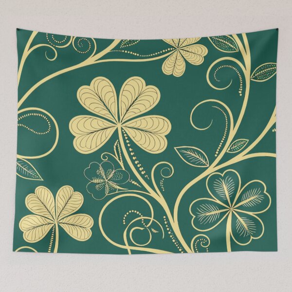 Item preview, Sparking clovers leaves with golden vines . designed and sold by Lucky 777.