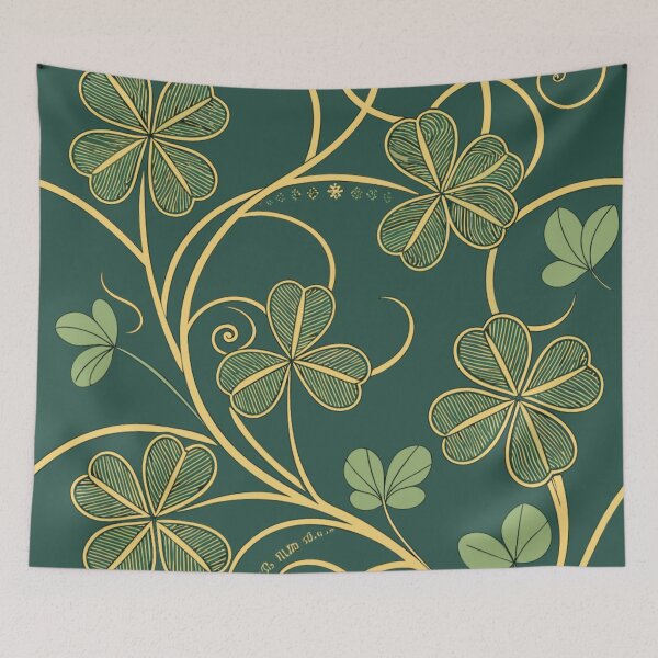 Item preview, Sparking clovers leaves with golden vines . designed and sold by Lucky 777.