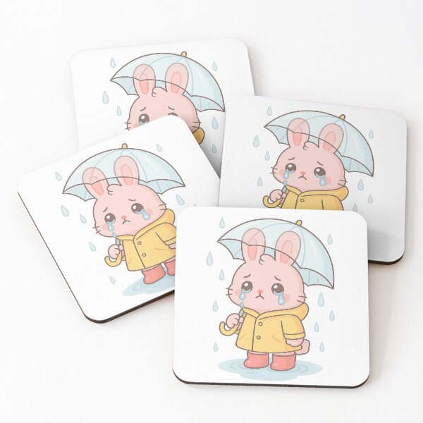 Item preview, Kawaii Sad Bunny in Yellow Raincoat – Cute Pastel Animal Sticker & Apparel Design designed and sold by Trendiihub.