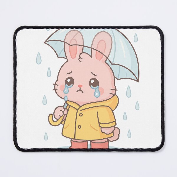Item preview, Kawaii Sad Bunny in Yellow Raincoat – Cute Pastel Animal Sticker & Apparel Design designed and sold by Trendiihub.