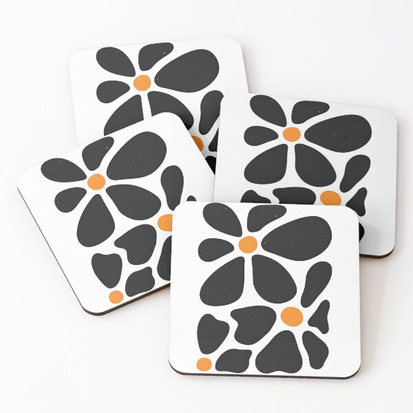 Item preview, Abstract Black Flower with Orange Centers designed and sold by ArtfulWeave.
