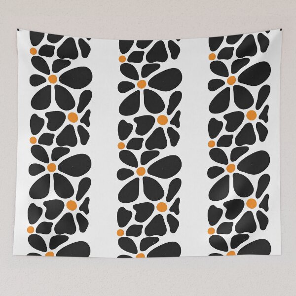 Item preview, Abstract Black Flower with Orange Centers designed and sold by ArtfulWeave.