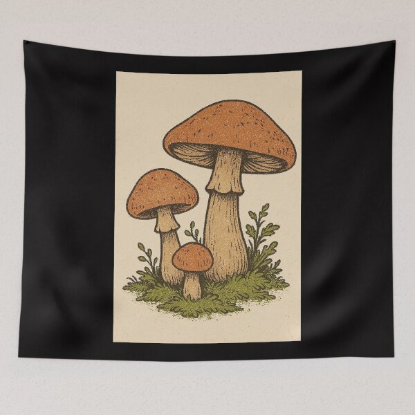 Item preview, Rustic Mushroom Trio – Cottagecore Fungi Illustration designed and sold by HoopeStylee.