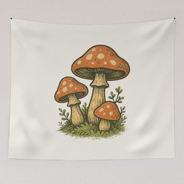 Item preview, Rustic Mushroom Trio – Cottagecore Fungi Illustration designed and sold by HoopeStylee.