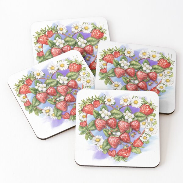 Item preview, Strawberry Heart Botanical Art | Romantic Fruit & Flowers Illustration designed and sold by Plantinum.