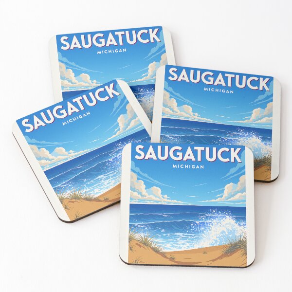 Item preview, Saugatuck Michigan Vintage Travel Poster Great Lake designed and sold by TheOldMittenIllustrated.