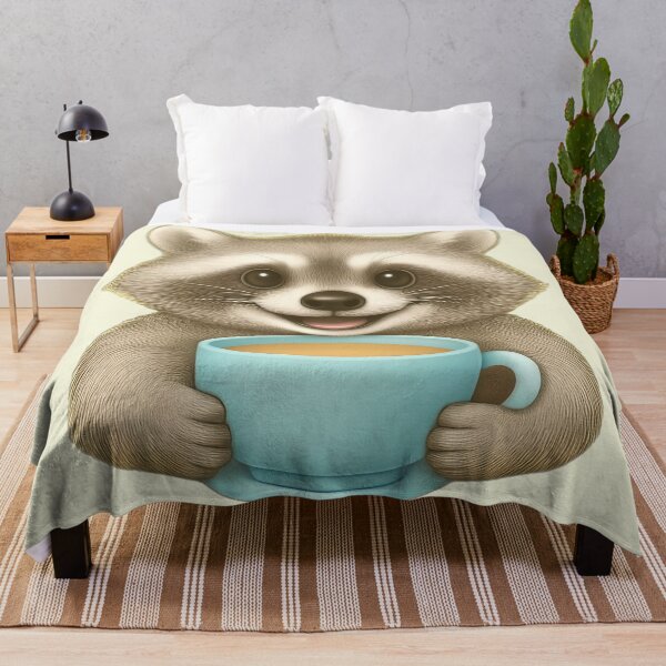 Item preview, Happy Raccoon With Coffee – Cute Animal designed and sold by SkyTastic.
